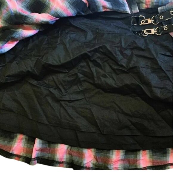 💎 disturbia buckled pleated pink check mini skirt size 14 - Picture 3 of 8